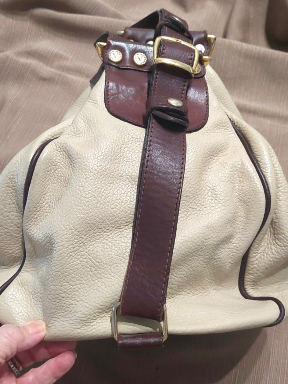 Vintage 1990s Valentina Italian Leather Convertible Bag | Two-Tone - Picture 2 of 7